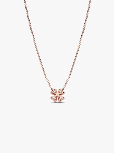 Clover 14k rose gold-plated collier with clear cubic zirconia