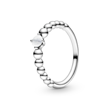 April Milky White Ring with Man-Made Milky White Crystal