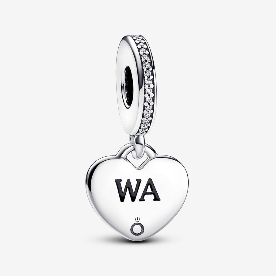 Western Australia Engravable Heart Dangle Charm image number 0