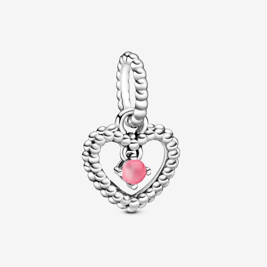 October Petal Pink Heart Hanging Charm with Man-Made Petal Pink Crystal image number 0