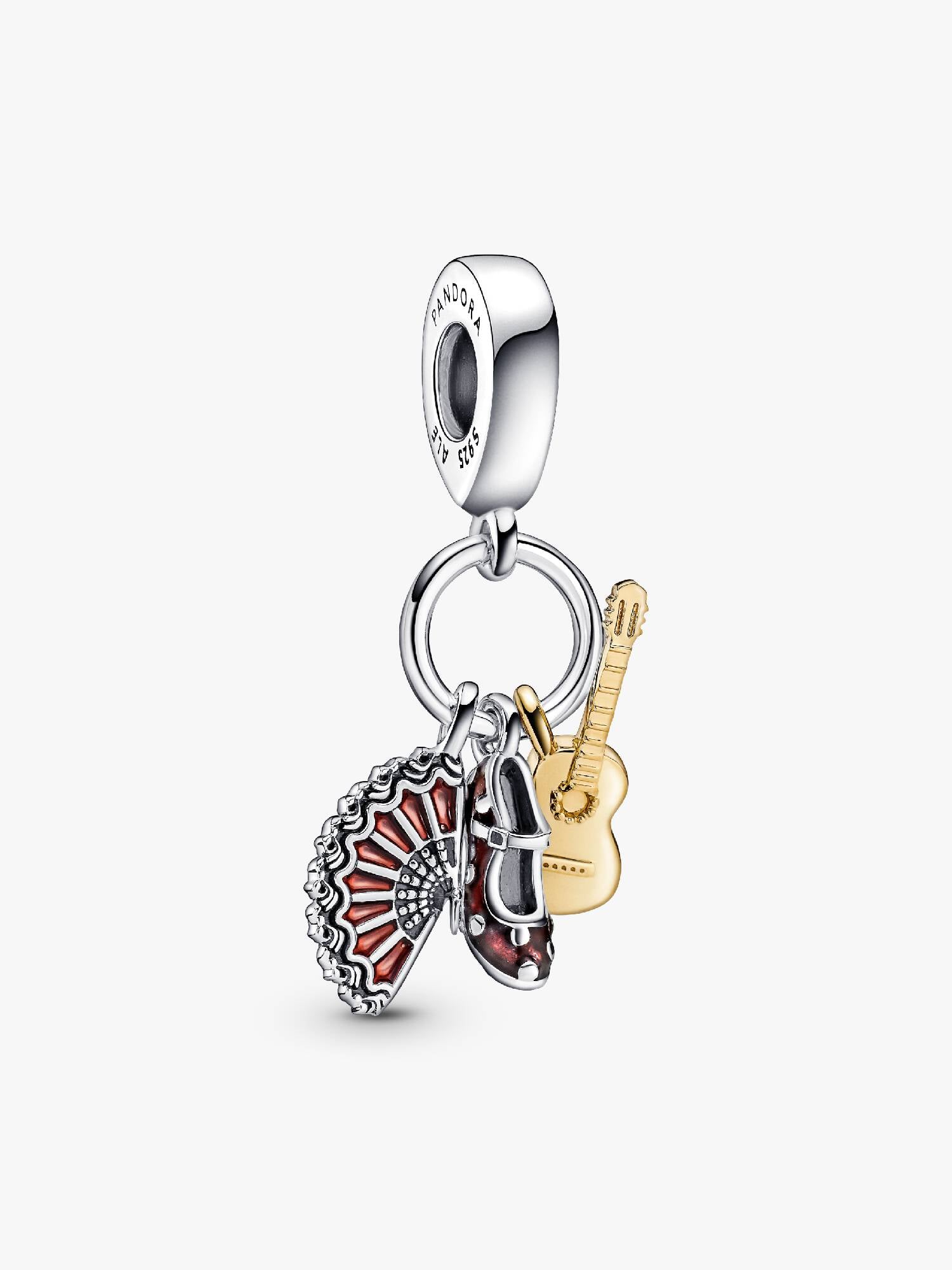Spanish Flamenco Guitar, Shoe & Fan Dangle Charm