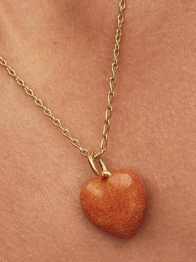 Orange Puffy Heart Dangle Charm