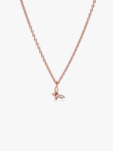 Butterfly 14k rose gold-plated collier with clear cubic zirconia