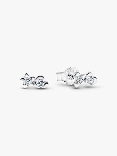 Sterling Silver Lab-Grown Diamond Heart & Star Stud Earrings