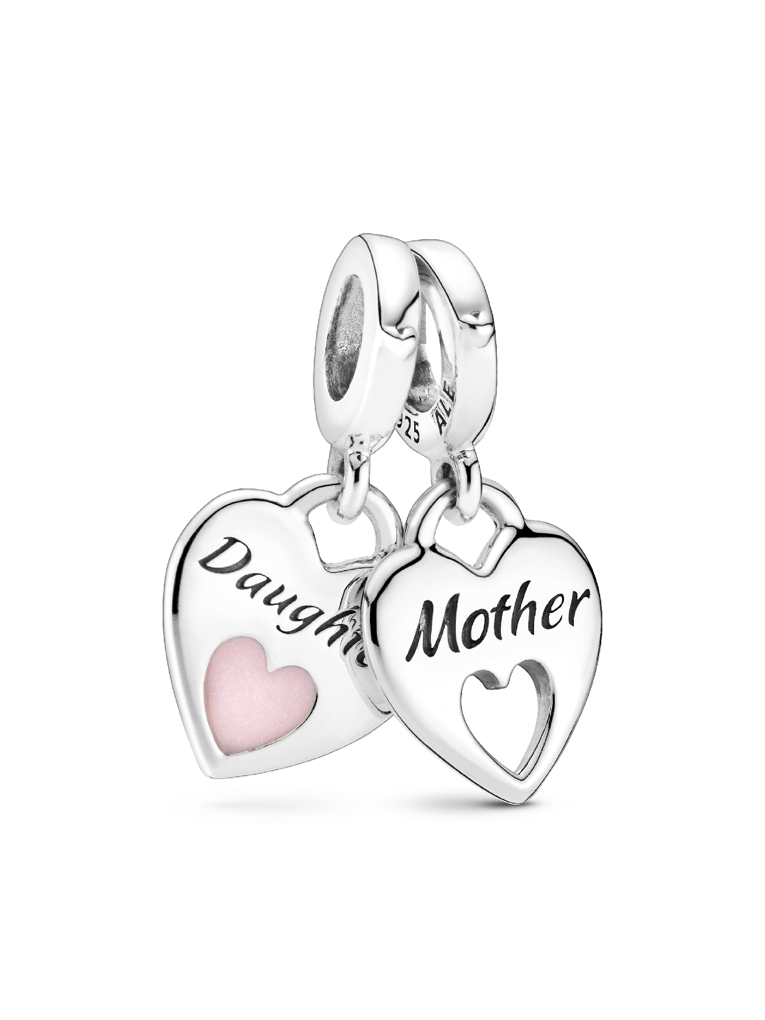 Mother & Daughter Double Heart Split Dangle Charm