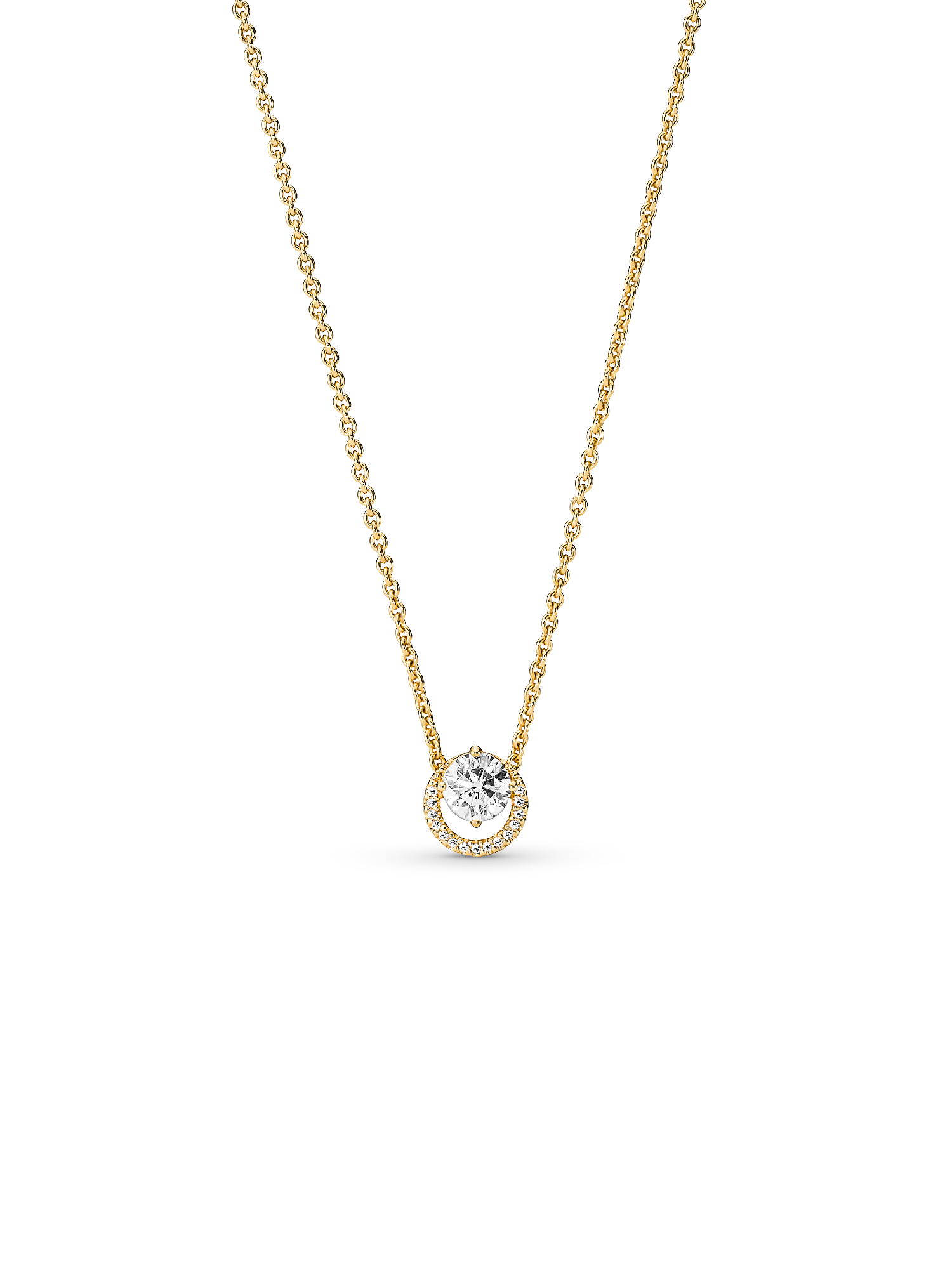 Sparkling Round Halo Pendant Collier Necklace