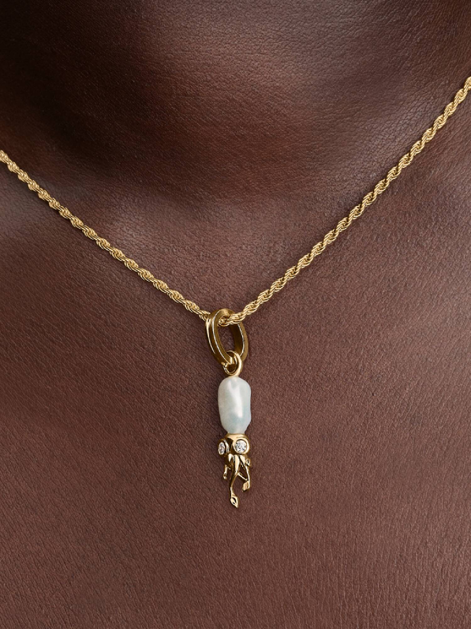 Treated Freshwater Cultured Baroque Pearl Squid Dangle Charm