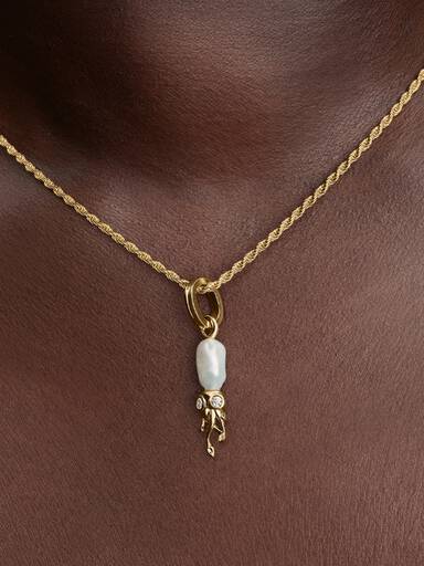 Treated Freshwater Cultured Baroque Pearl Squid Dangle Charm