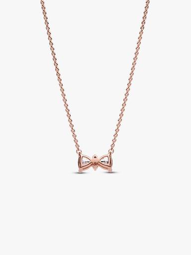 Bow 14k rose gold-plated collier with clear cubic zirconia