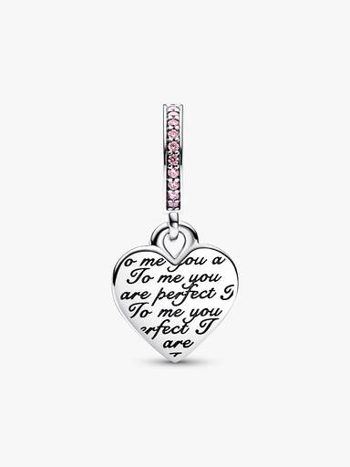 Two-tone Infinity Heart Double Dangle Charm