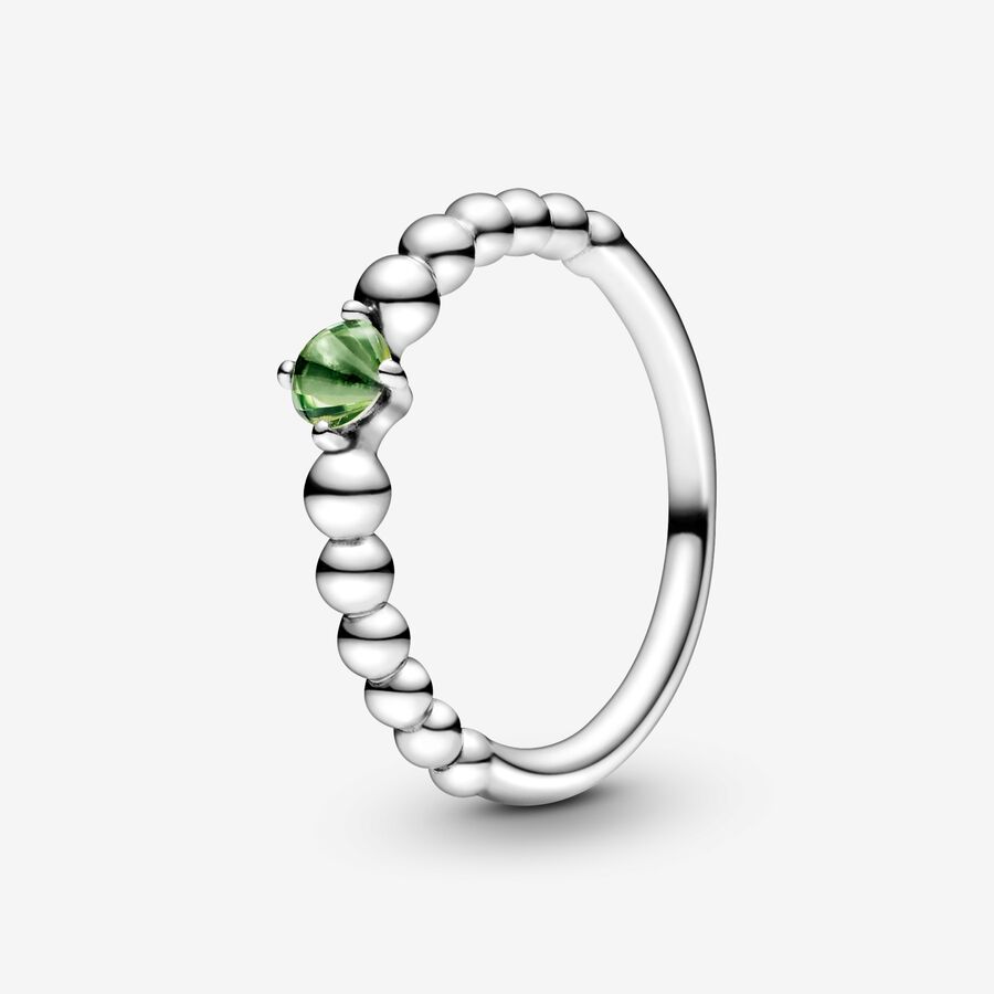 August Spring Green Ring with Man-Made Spring Green Crystal image number 0