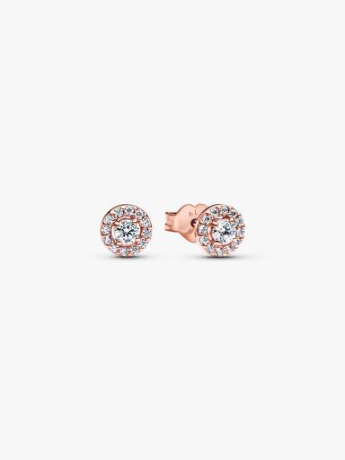14k rose gold-plated stud earrings with clear cubic zirconia