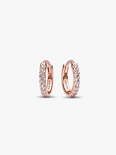 14k rose gold-plated hoop earrings with clear cubic zirconia
