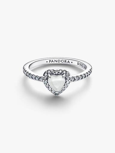 June Crystal Birthstone Elevated White Heart Ring