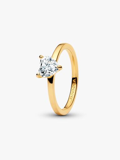 Sparkling Clear Heart Solitaire Ring