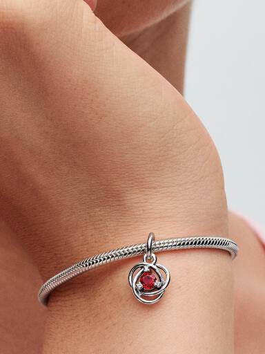 July Crystal Birthstone Eternity Circle Dangle Charm
