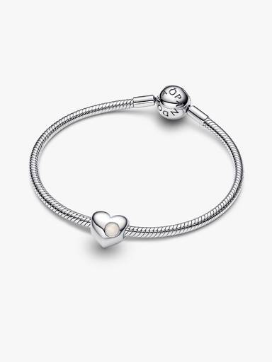 Engravable June Mother of Pearl Birthstone Heart Charm