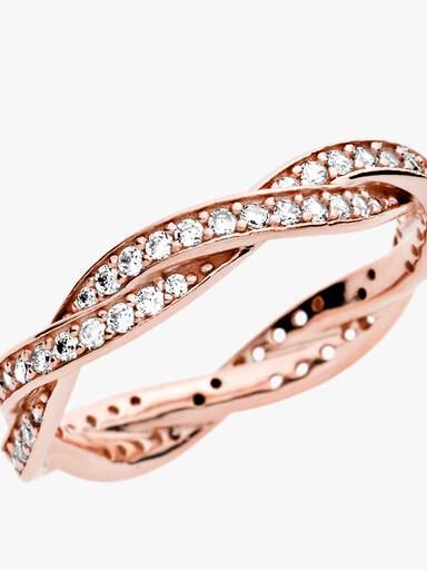 Sparkling Twisted Lines Ring