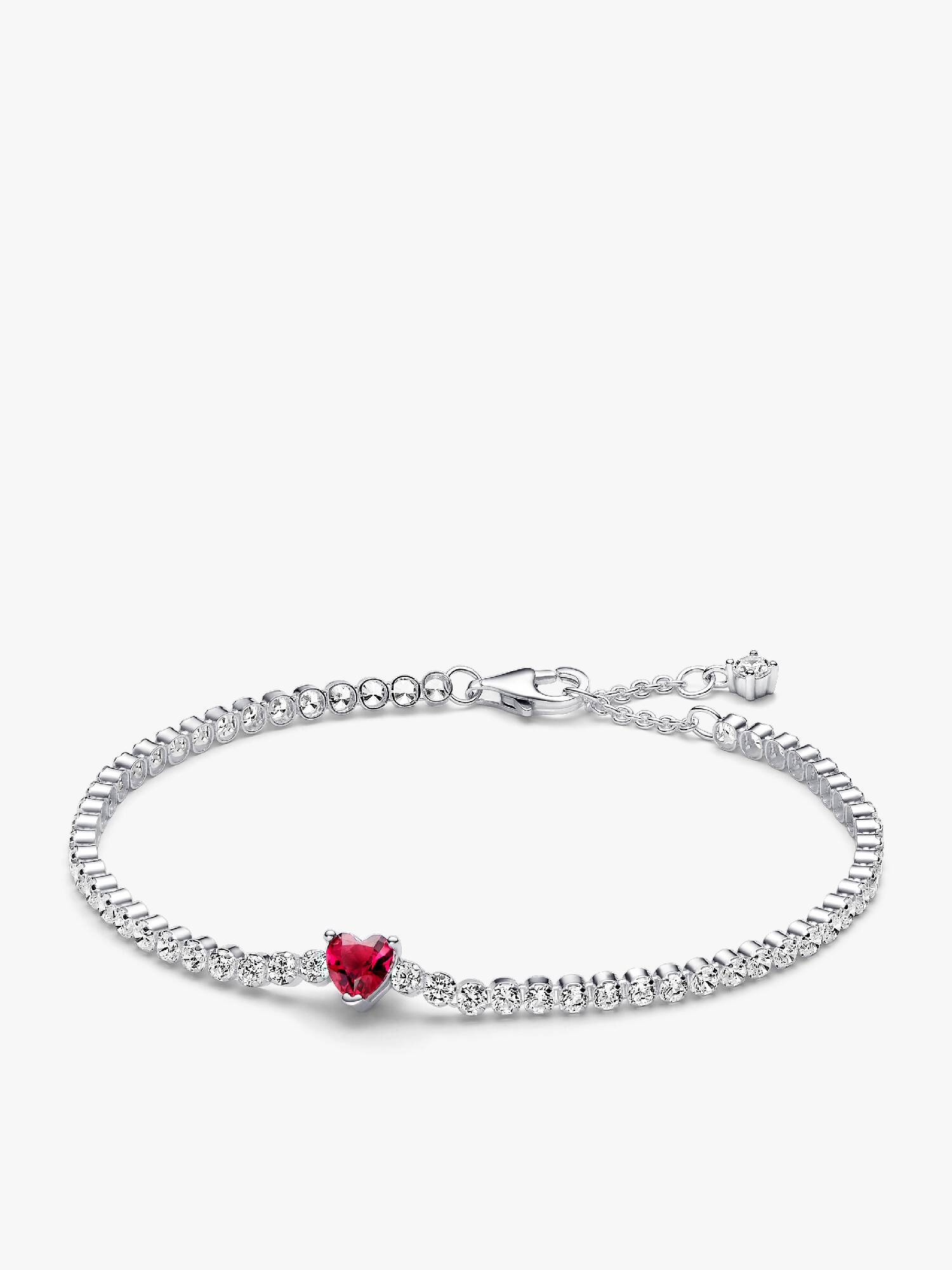 Red Sparkling Heart Tennis Bracelet