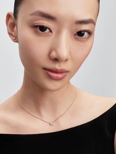 14k rose gold-plated stud earrings with clear cubic zirconia