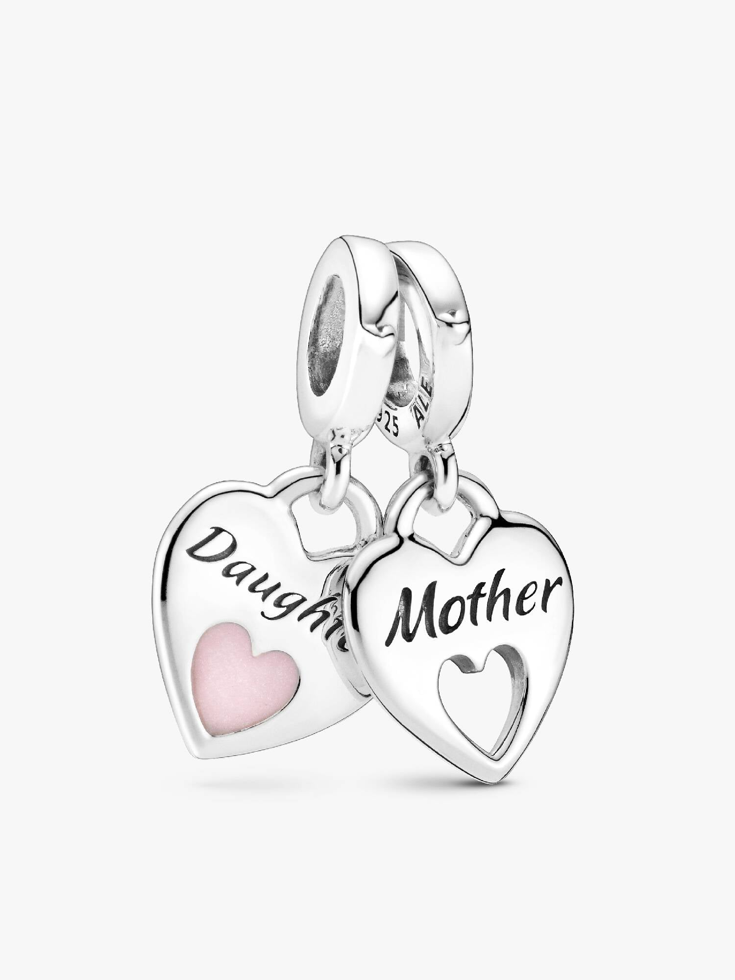 Mother & Daughter Double Heart Split Dangle Charm