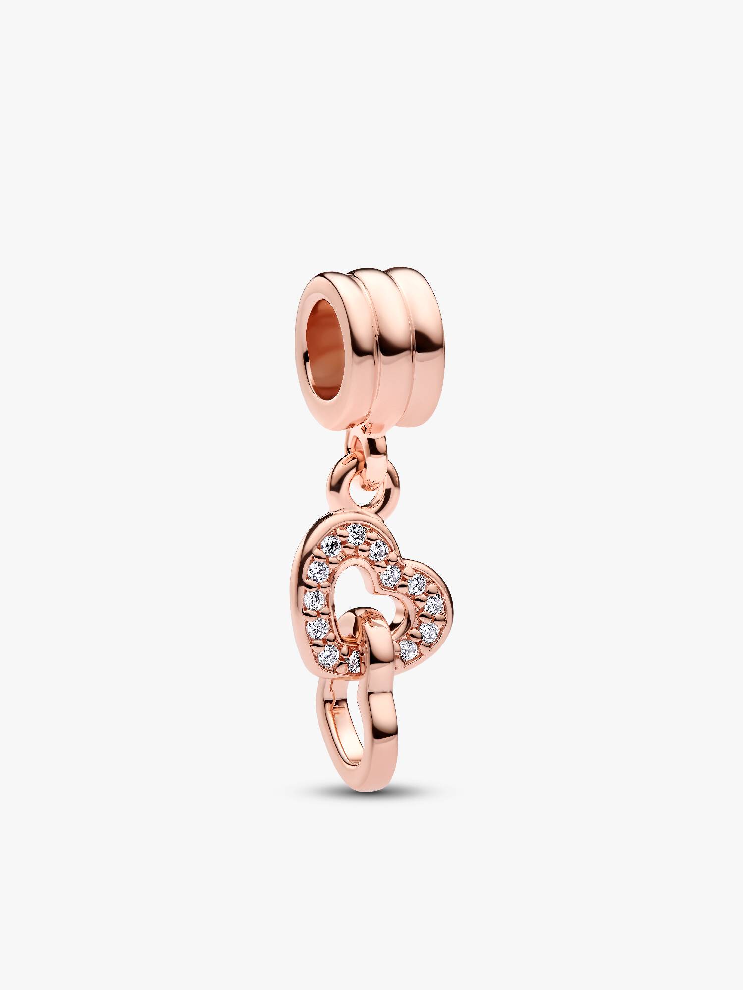 Hearts 14k rose gold-plated dangle with clear cubic zirconia
