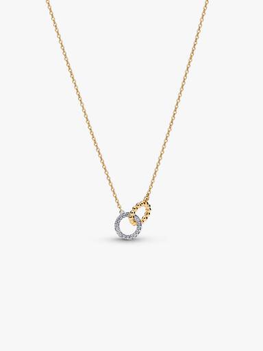 Beads & Pavé Interlocking Circles Necklace