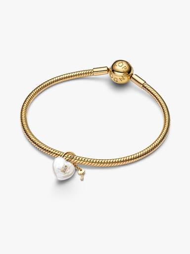 Treated Freshwater Cultured Baroque Pearl Padlock Dangle Charm