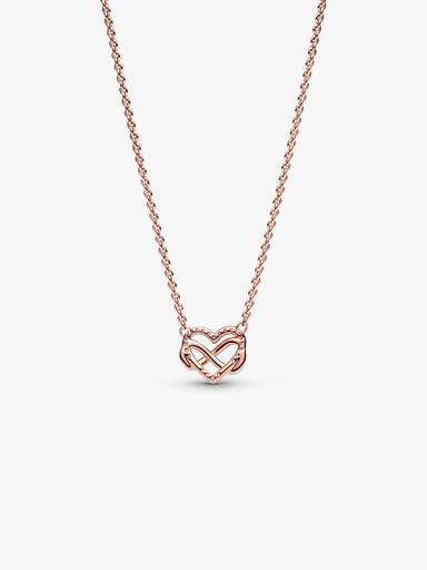 Infinity heart 14k rose gold-plated necklace with clear cubic zirconia