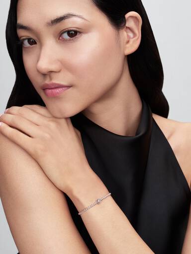 14k rose gold-plated bracelet with clear cubic zirconia
