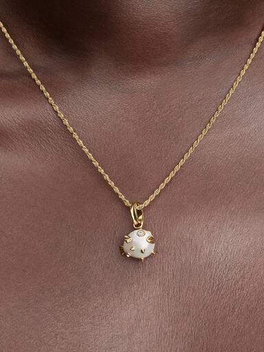Treated Freshwater Cultured Baroque Pearl Pufferfish Dangle Charm
