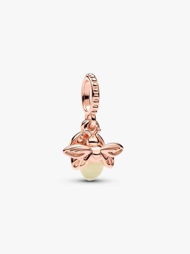 Firefly 14k rose gold-plated dangle with yellow photoluminescent glass