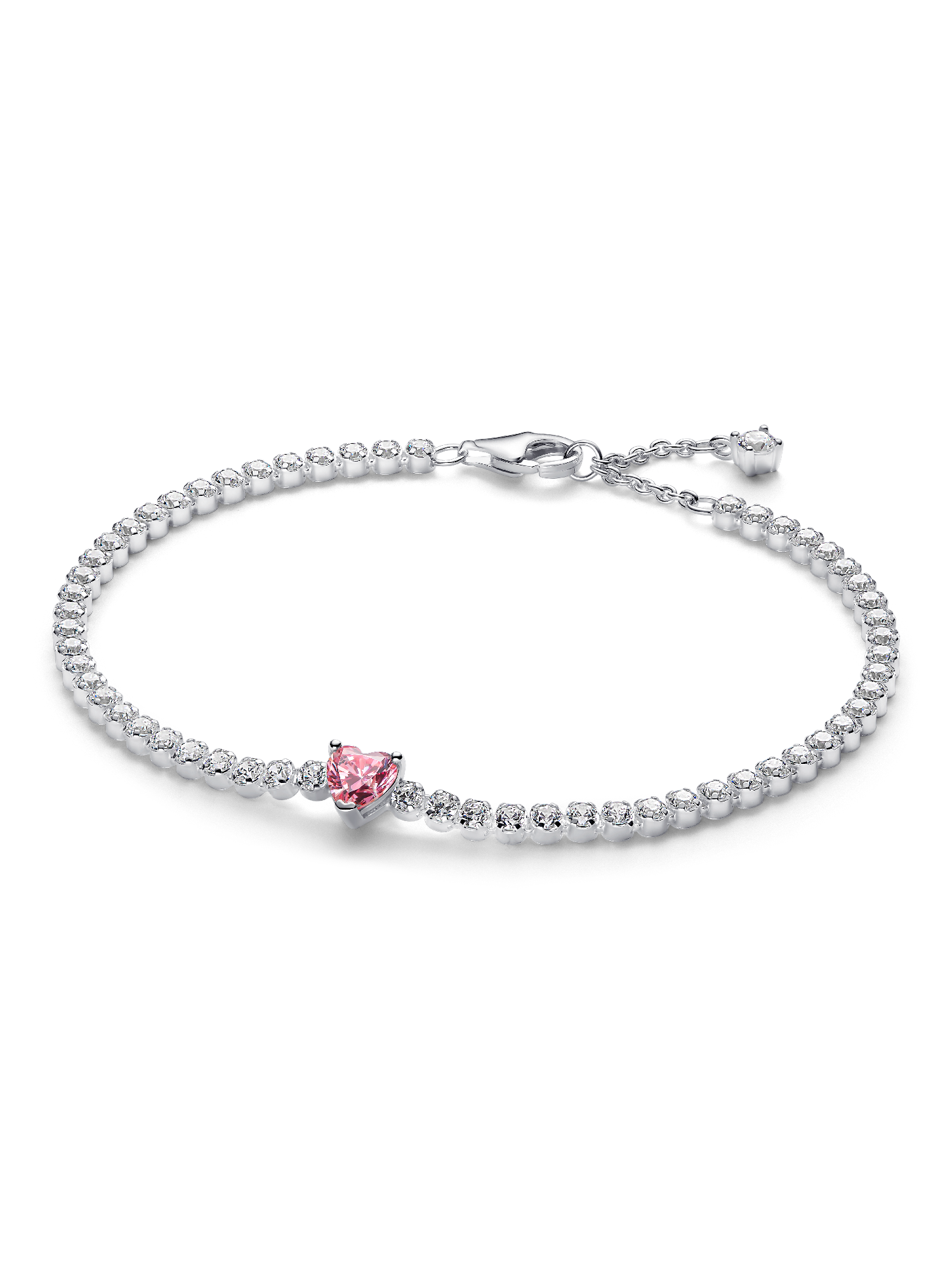 Pink Sparkling Heart Tennis Bracelet | Sterling silver | Pandora NZ