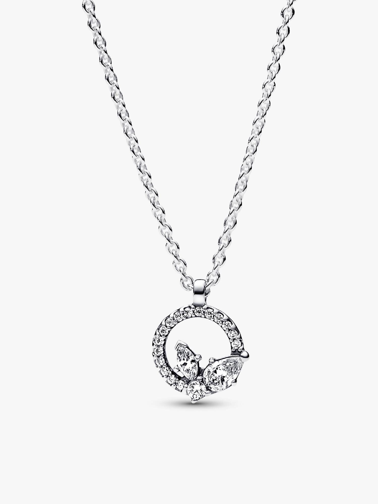Sparkling Herbarium Circle & Cluster Pendant Necklace