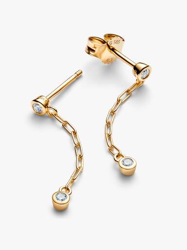 Pandora Era Bezel Lab-Grown Diamond Paperclip Chain Drop Earrings