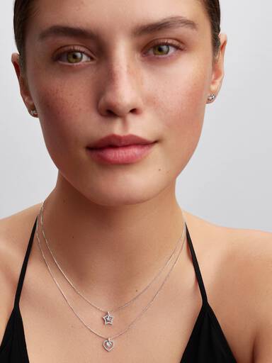 Sterling Silver Lab-Grown Diamond Heart Pendant Necklace