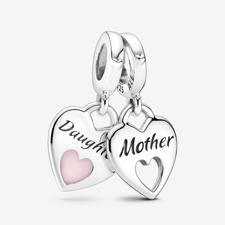 Mother & Daughter Double Heart Split Dangle Charm image number 0