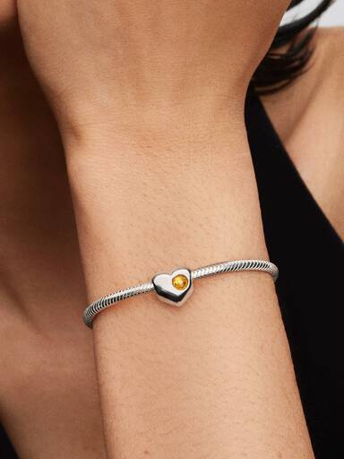 Engravable November Crystal Birthstone Heart Charm