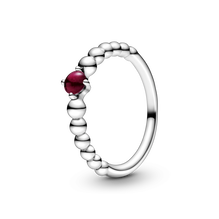 January Dark Red Ring with Man-Made Dark Red Crystal