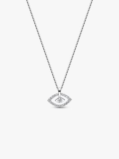 Sterling Silver Lab-Grown Diamond Evil Eye Pendant Necklace