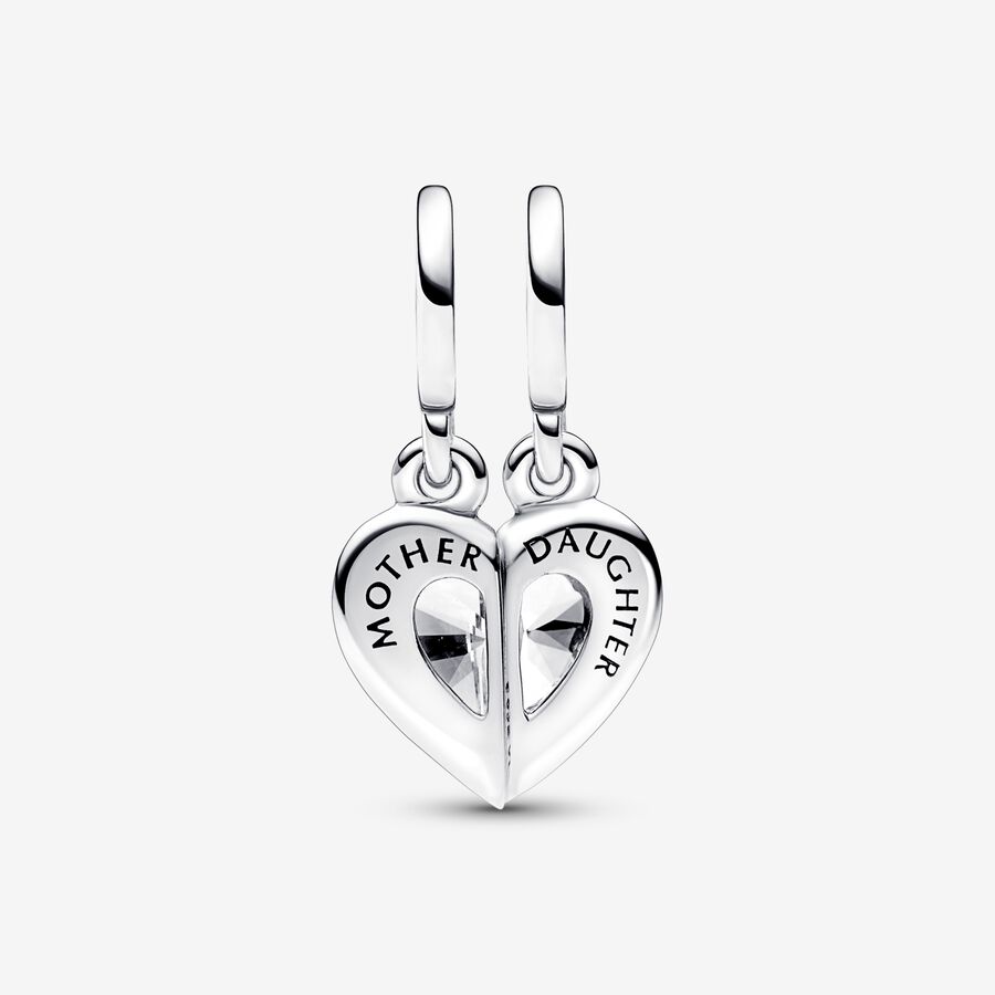 925 Sterling Silver Heart Charm – Mother & Daughter Best Friends – Mum Gift