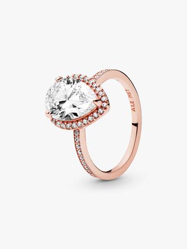 Sparkling Teardrop Halo Ring
