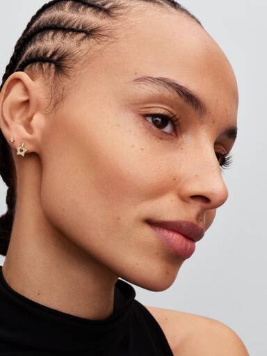 Gold Lab-grown Diamond Pavé Star Stud Earrings