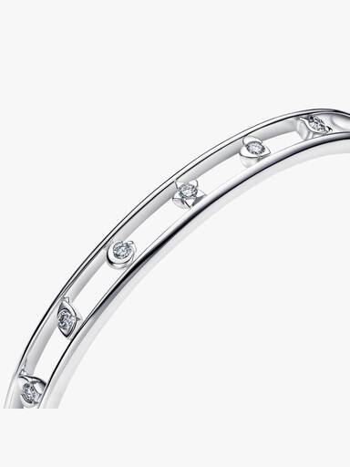 Sterling Silver Lab-Grown Diamond Symbols Bangle