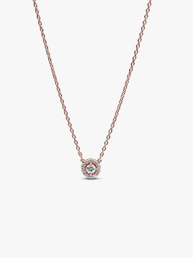 14k rose gold-plated collier with clear cubic zirconia