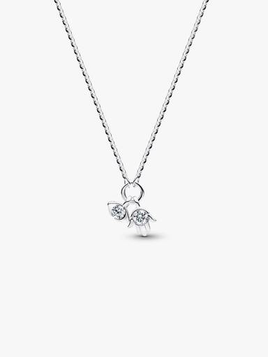 Sterling Silver Lab-Grown Diamond Evil Eye & Hamsa Hand Dangle Pendant Necklace