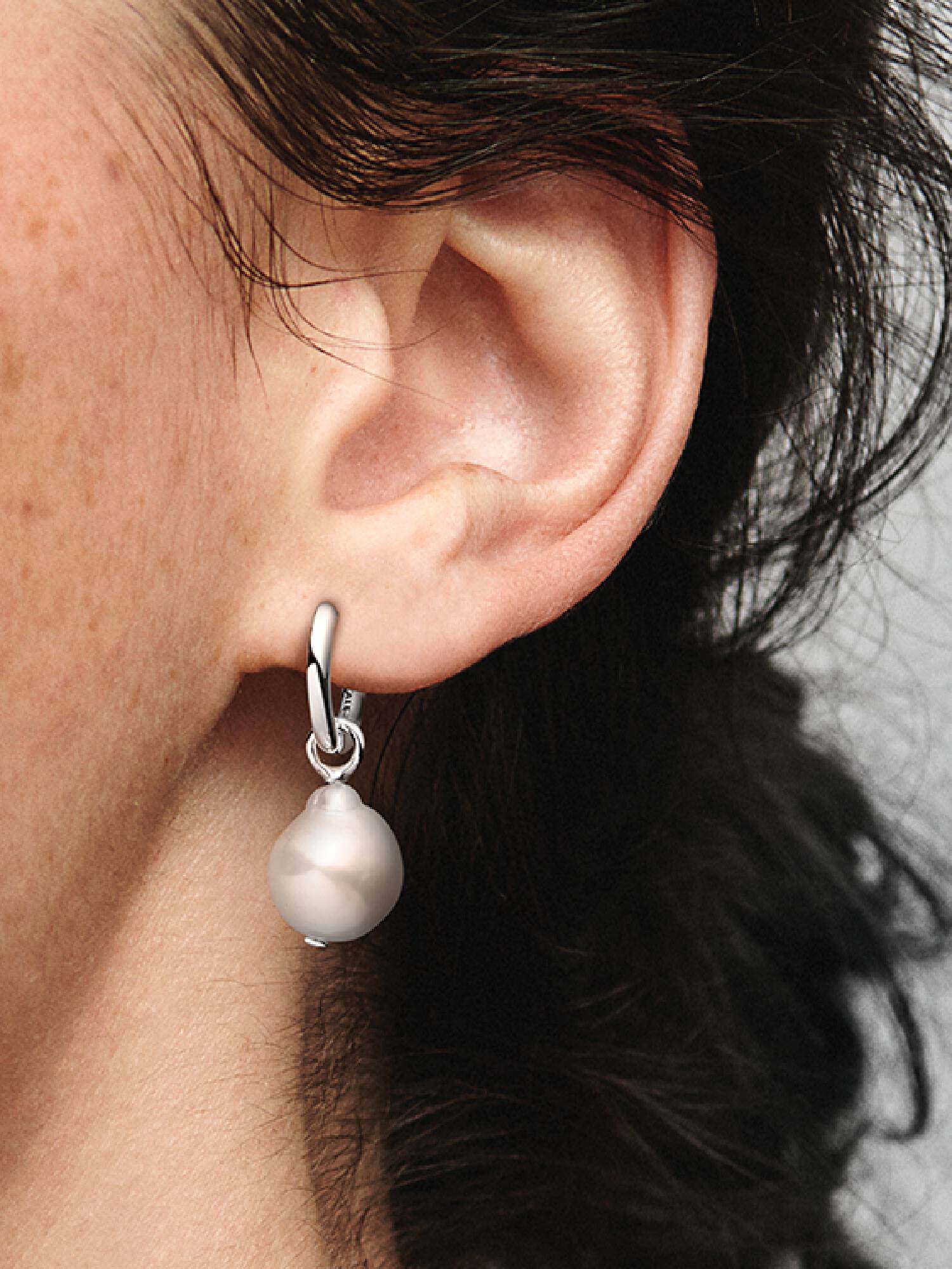Treated Freshwater Cultured Baroque Pearl Hoop Earrings