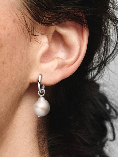 Treated Freshwater Cultured Baroque Pearl Hoop Earrings