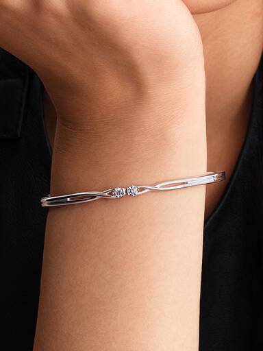 Pandora Infinite Sterling Silver Double Facing Lab-Grown Diamond Bangle