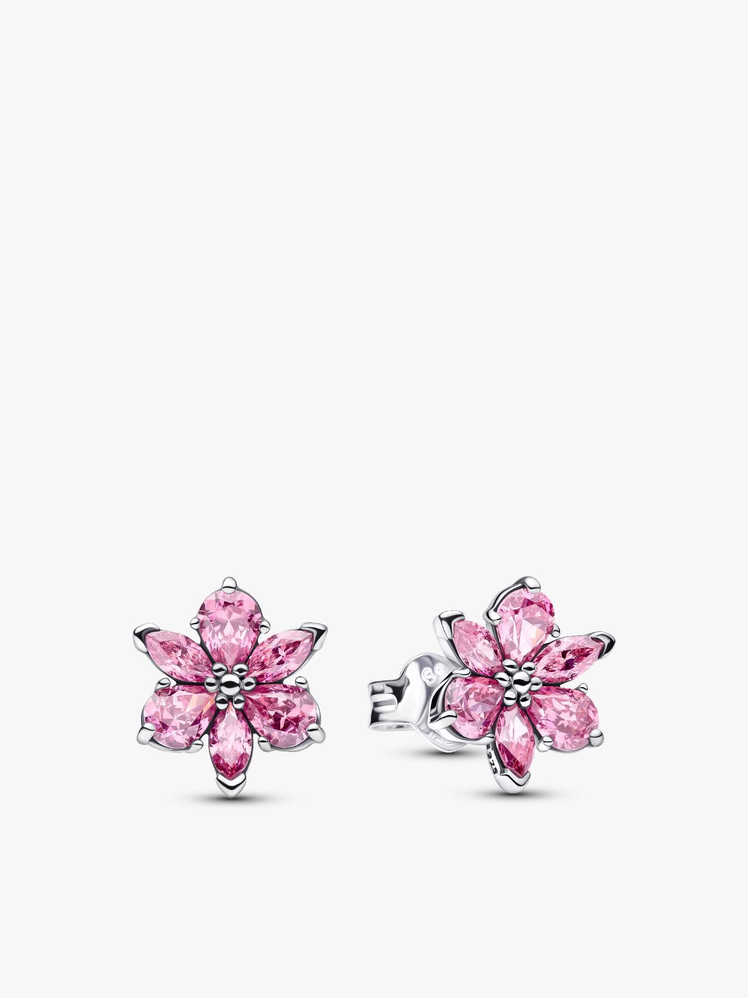 Herbarium Sparkling Pink Flower Stud Earrings
